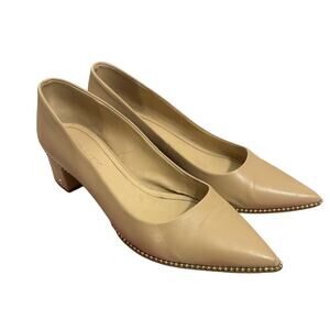 Women 9.5 Coach Willa Pumps Leather Heels FG4610 Nude Beechwood Shoes Slip-On